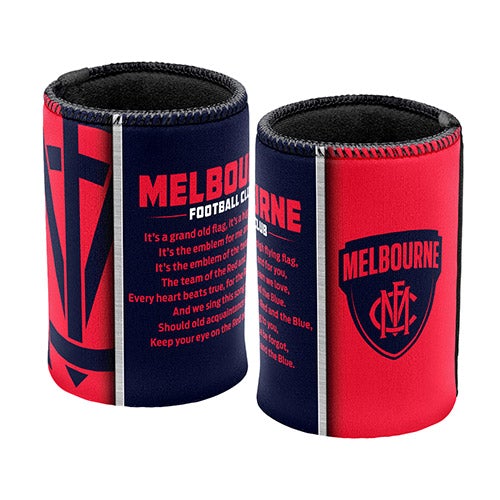 AFL Melbourne Demons Team Song Can Cooler - Stubby Drink Holder - Rubber Base