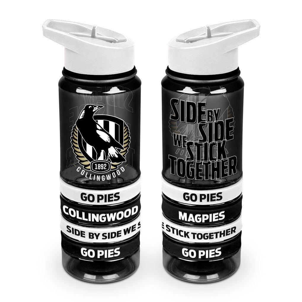 AFL Collingwood Magpies Tritan Drink Bottle with Wrist Bands - Gift Idea