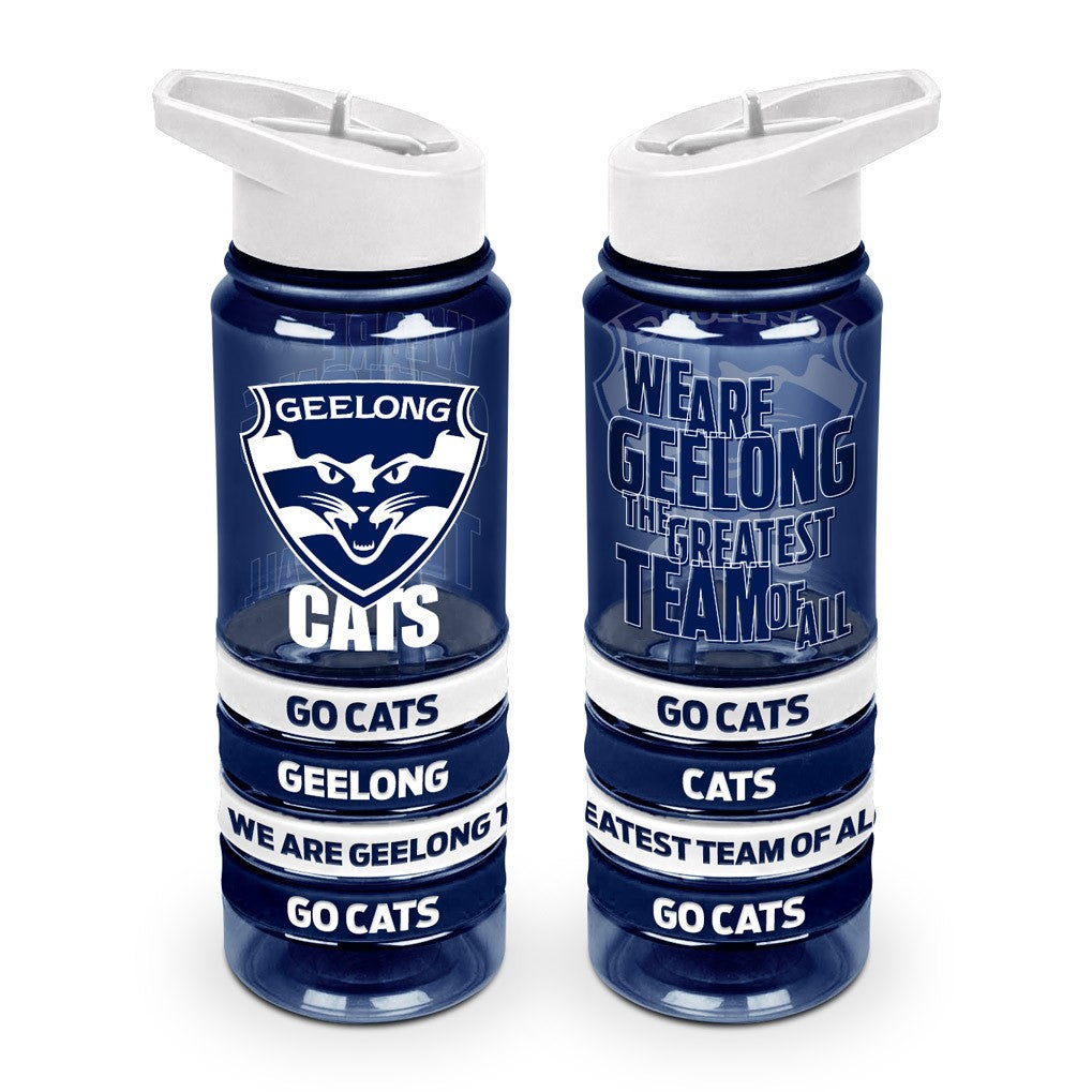 AFL Geelong Cats Tritan Drink Bottle with Wrist Bands - Gift Idea