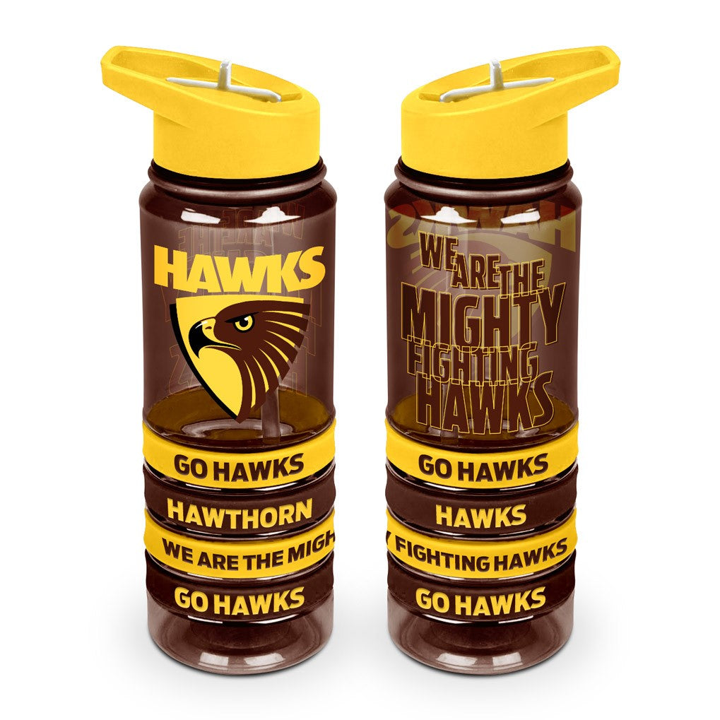 AFL Hawthorn Hawks Tritan Drink Bottle with Wrist Bands - Gift Idea