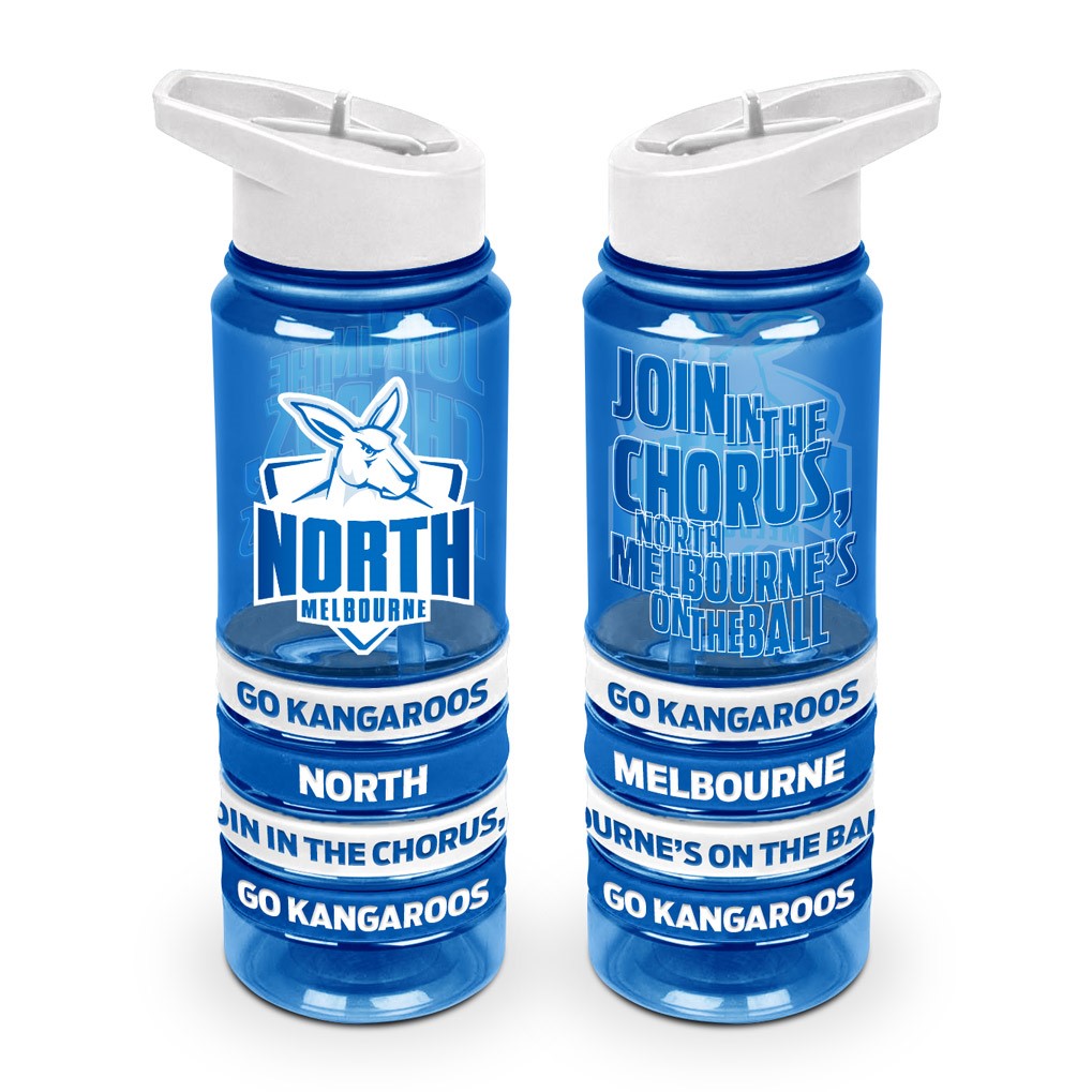 AFL North Melbourne Kangaroos Drink Bottle with Wrist Bands - Gift Idea