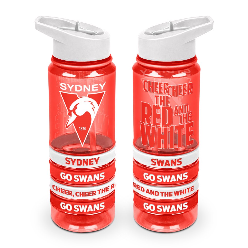 AFL Sydney Swans Drink Bottle with Wrist Bands - Gift Idea