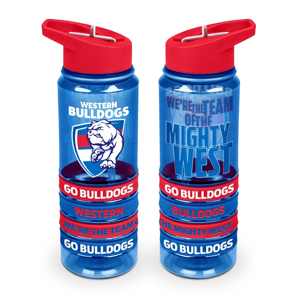 AFL Western Bulldogs Drink Bottle with Wrist Bands - Gift Idea