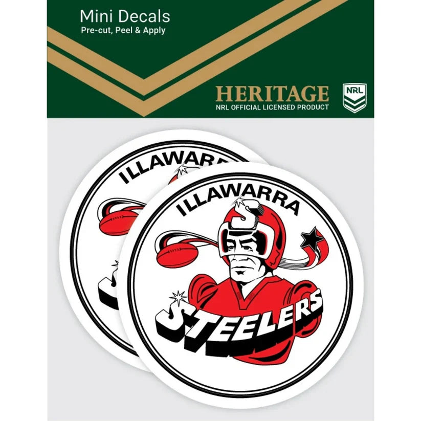 NRL Illawarra Steelers Heritage Mini Decals Set of 2 Stickers 8x8cm Cars UV