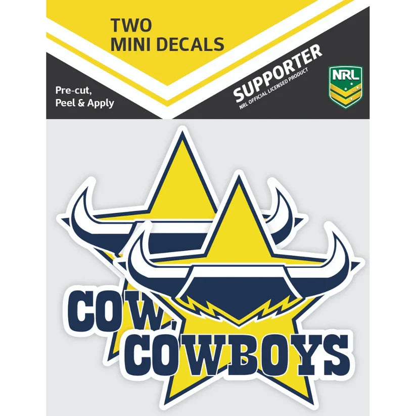 NRL North QLD Cowboys Mini Decals Set of 2 Stickers 8x8.5cm Cars UV Outdoor OK