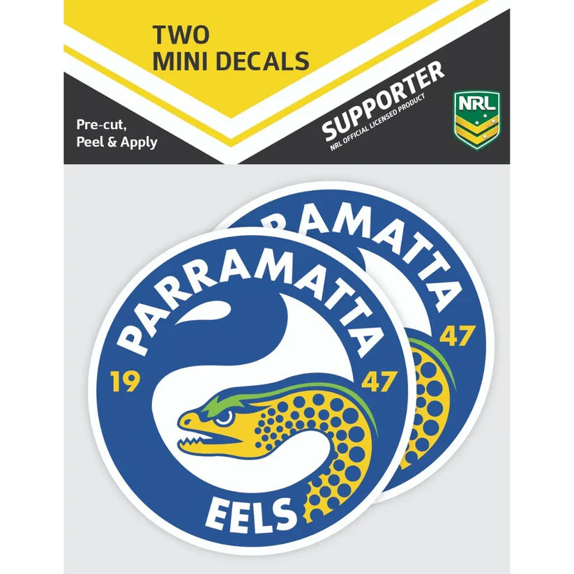 NRL Parramatta Eels Mini Decals Set of 2 Stickers 8x8cm Cars UV Outdoor OK