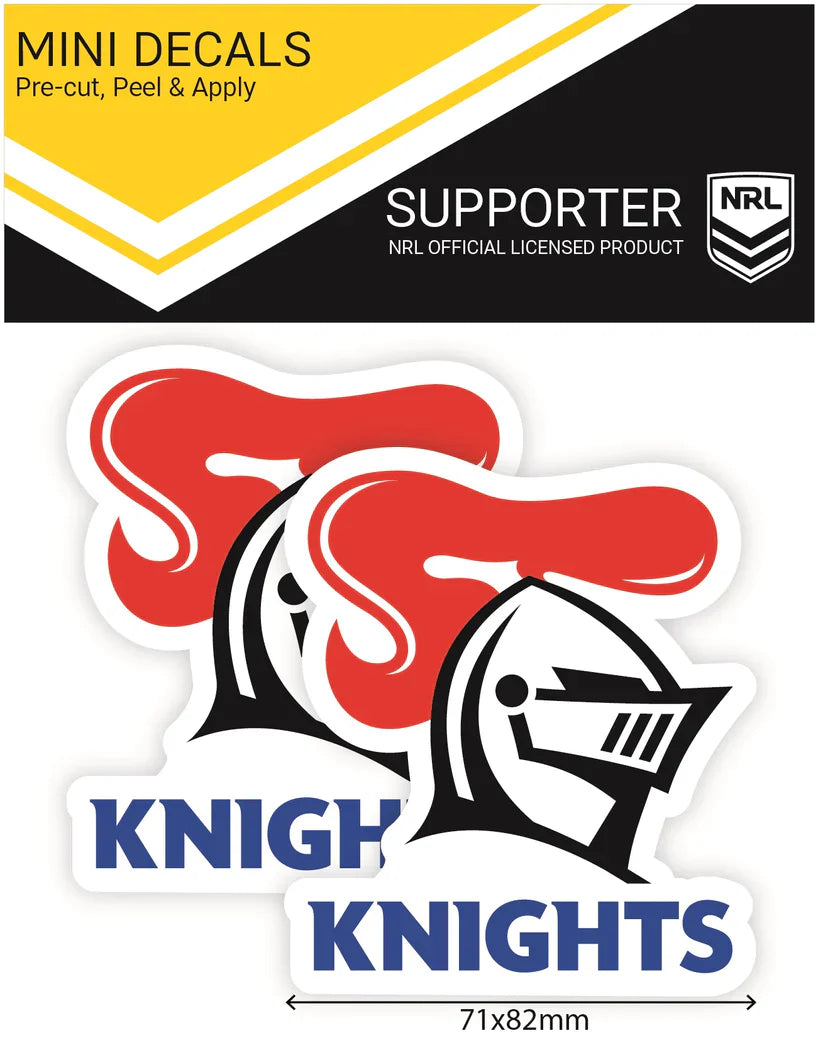 NRL Newcastle Knights Mini Decals Set of 2 Stickers 8x7cm Cars UV Outdoor OK