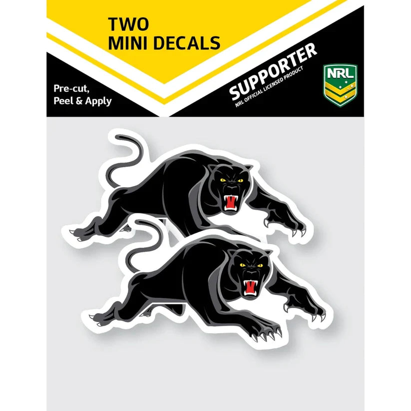 NRL Penrith Panthers Mini Decals Set of 2 Stickers 4x8.5cm Cars UV Outdoor OK