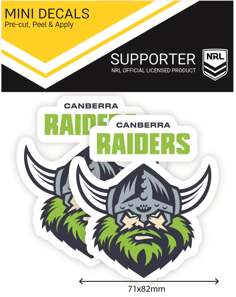 NRL Canberra Raiders Mini Decals Set of 2 Stickers 8x7cm Cars UV Outdoor OK