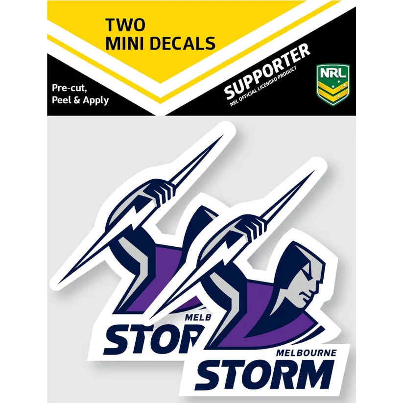 NRL Melbourne Storm Mini Decals Set of 2 Stickers 9x8cm Cars UV Outdoor OK