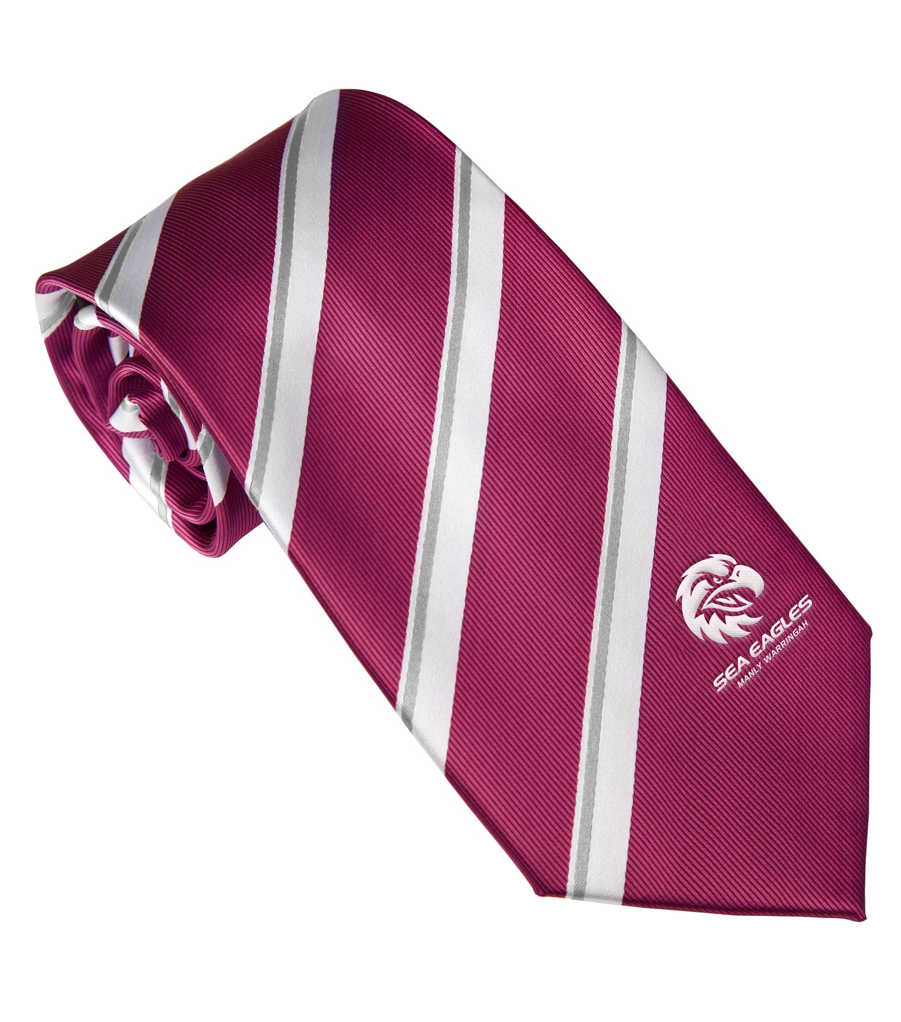 NRL Manly Sea Eagles Mens Tie - Striped with embroidered team logo