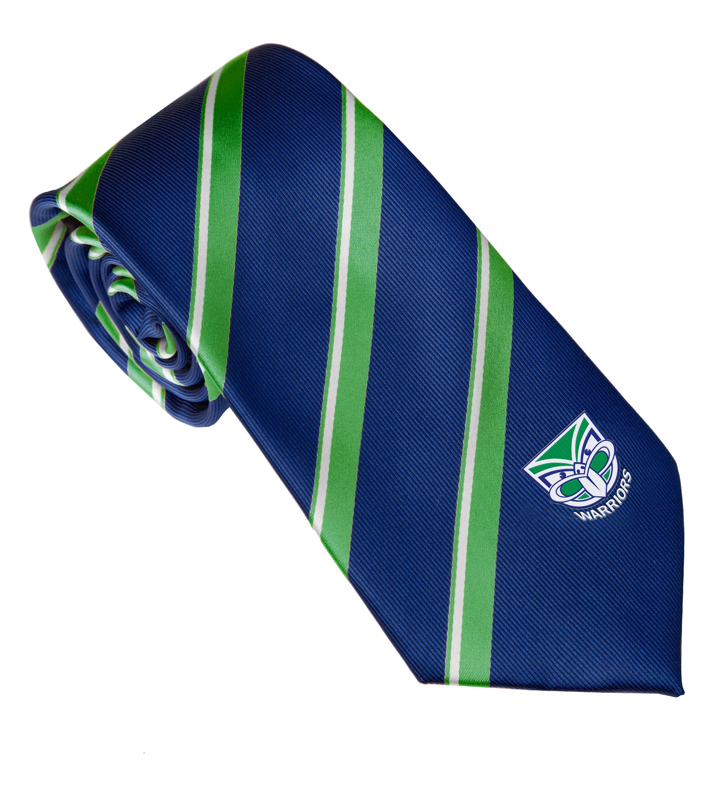 NRL New Zealand Warriors Tie - Striped with embroidered team logo