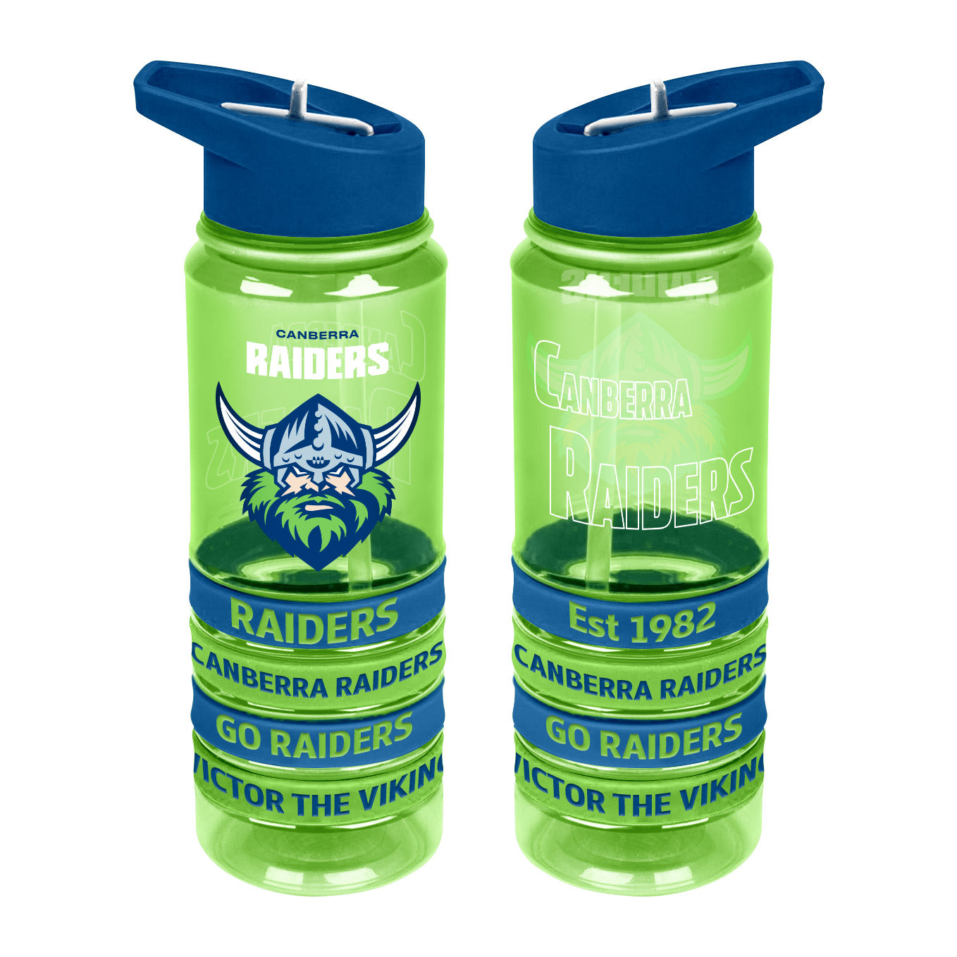 NRL Canberra Raiders Tritan Drink Bottle with Wrist Bands - Gift Idea