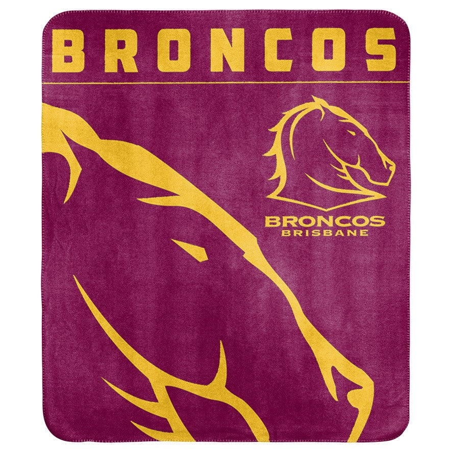 NRL Brisbane Broncos Polar Fleece Blanket Throw Rug Blanket 150cm x 130cm