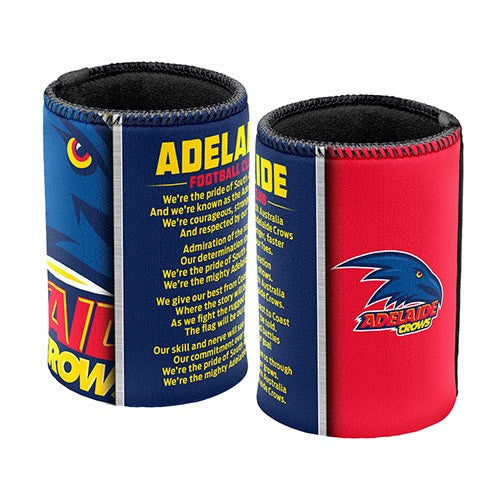 AFL Adelaide Crows Team Song Can Cooler - Stubby Drink Holder - with Rubber Base