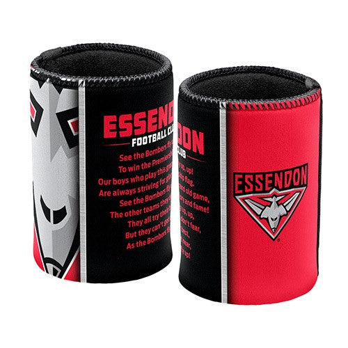 AFL Essendon Bombers Team Song Can Cooler - Stubby Drink Holder - Rubber Base