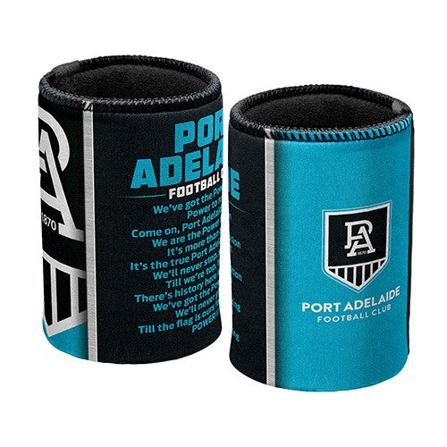 AFL Port Adelaide Power Team Song Can Cooler - Stubby Drink Holder - Rubber Base