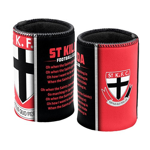 AFL St Kilda Saints Team Song Can Cooler - Stubby Drink Holder -with Rubber Base