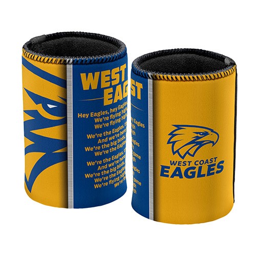 AFL West Coast Eagles Team Song Can Cooler - Stubby Drink Holder - Rubber Base