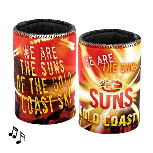 AFL Gold Coast Suns Musical Can Cooler - Plays Music - Stubby Drink Holder