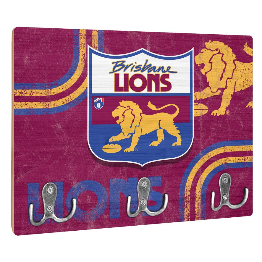 AFL Heritage Brisbane Lions Wall Key Rack Holder - Retro - Gift