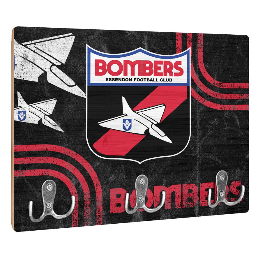 AFL Heritage Essendon Bombers Wall Key Rack Holder - Retro - Gift