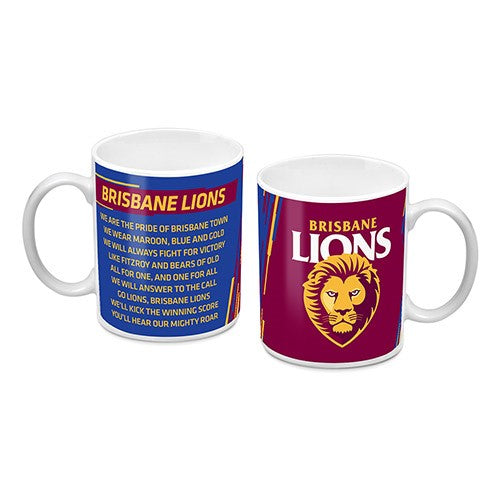 AFL Brisbane Lions Team Logo and Song Ceramic Coffee Cup Mug