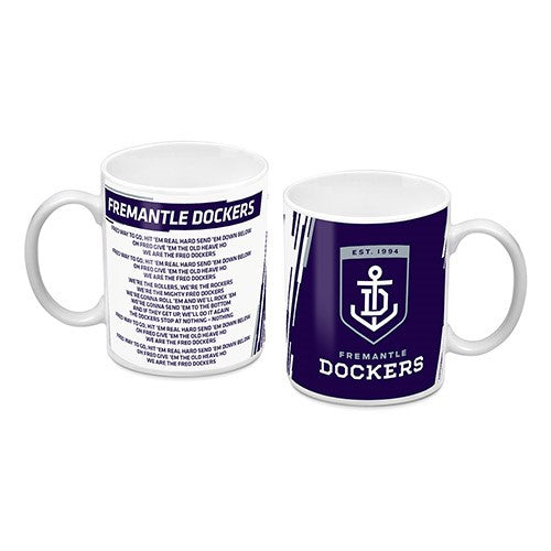 AFL Fremantle Dockers Team Logo and Song Ceramic Coffee Cup Mug