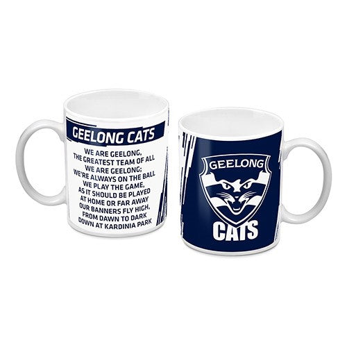 AFL Geelong Cats Team Logo and Song Ceramic Coffee Cup Mug