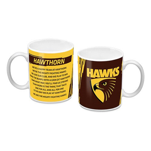 AFL Hawthorn Hawks Team Logo and Song Ceramic Coffee Cup Mug