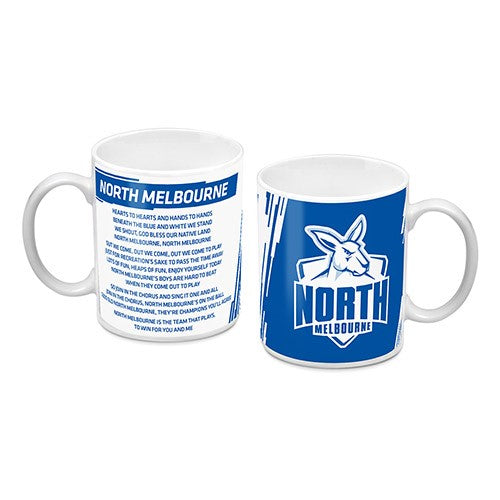 AFL North Melbourne Kangaroos Team Logo and Song Ceramic Coffee Cup Mug