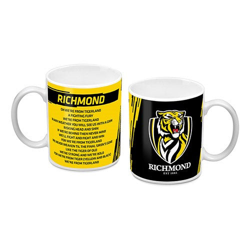 AFL Richmond Tigers Team Logo and Song Ceramic Coffee Cup Mug