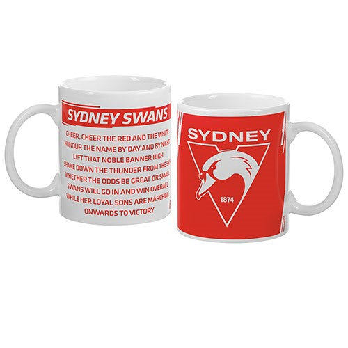 AFL Sydney Swans Logo and Song Ceramic Coffee Cup Mug