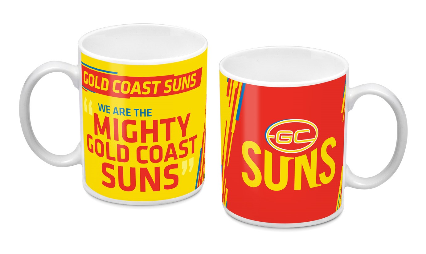 AFL Gold Coast Suns Team Logo and Song Ceramic Coffee Cup Mug