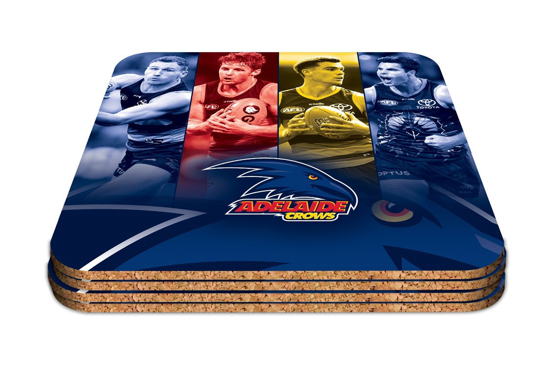 AFL Adelaide Crows Player Coasters - Pack of 4 Coasters - Gift Idea