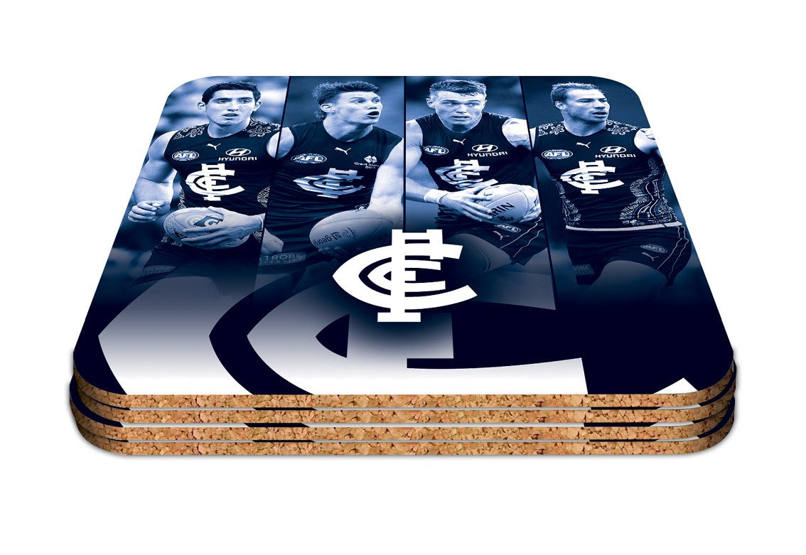 AFL Carlton Blues Player Coasters - Pack of 4 Coasters - Gift Idea