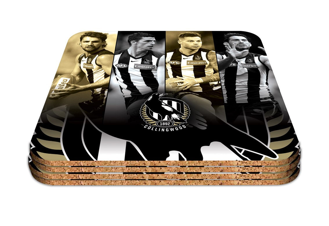 AFL Collingwood Magpies Player Coasters - Pack of 4 Coasters - Gift Idea