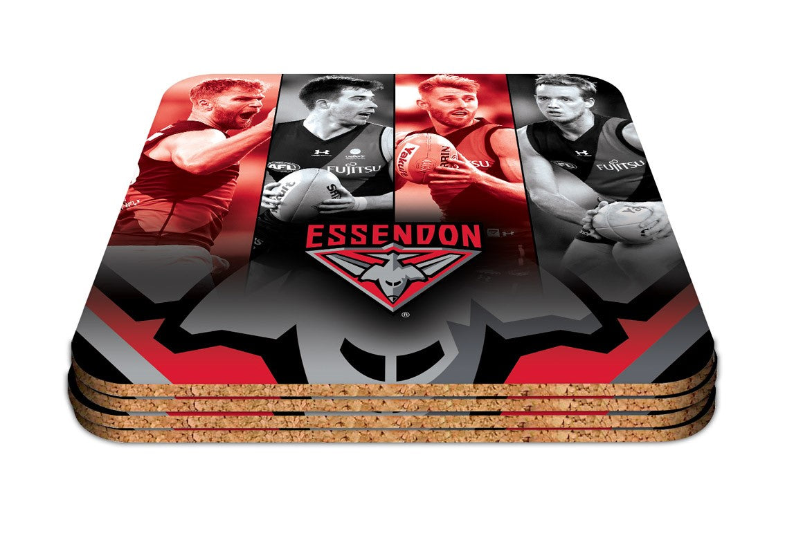 AFL Essendon Bombers Player Coasters - Pack of 4 Coasters - Gift Idea