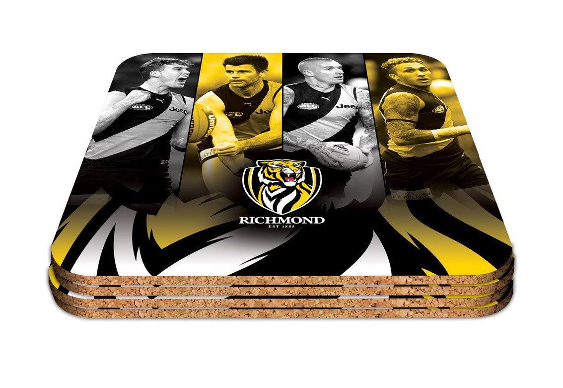 AFL Richmond Tigers Player Coasters - Pack of 4 Coasters - Gift Idea