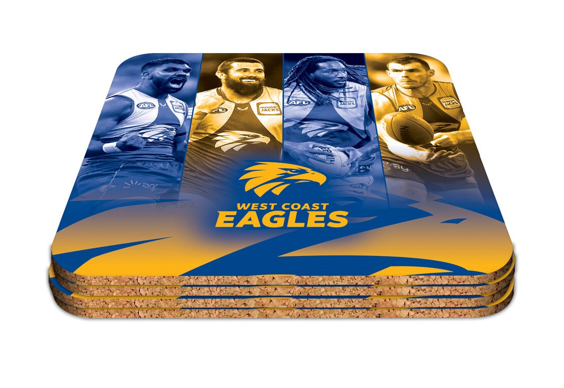 AFL West Coast Eagles Player Coasters - Pack of 4 Coasters - Gift Idea