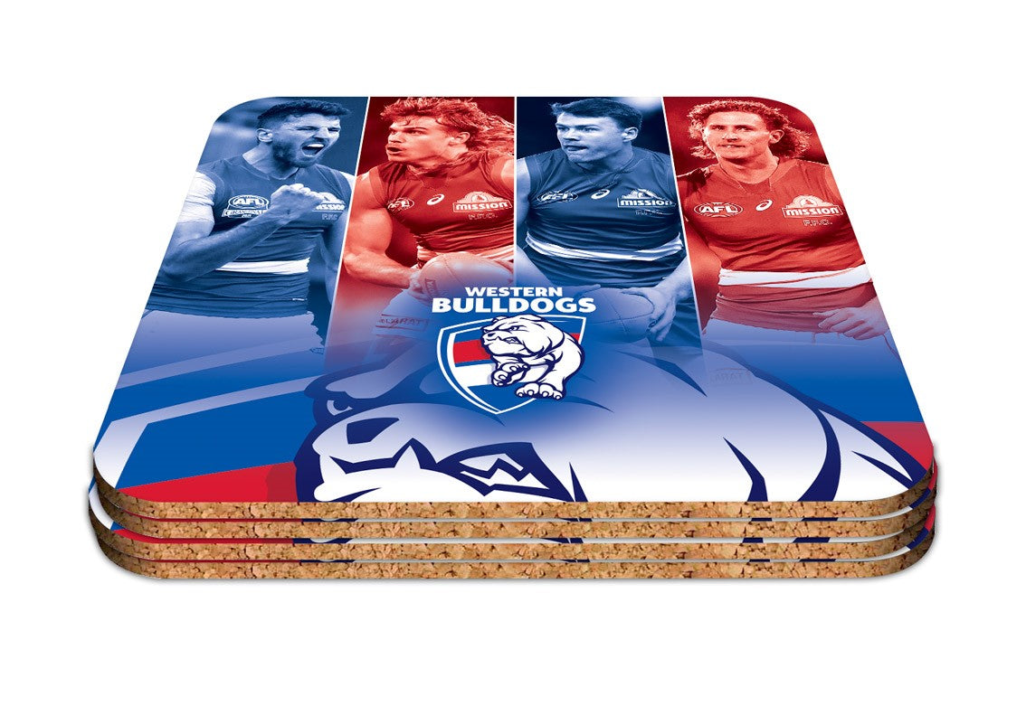 AFL Western Bulldogs Player Coasters - Pack of 4 Coasters - Gift Idea