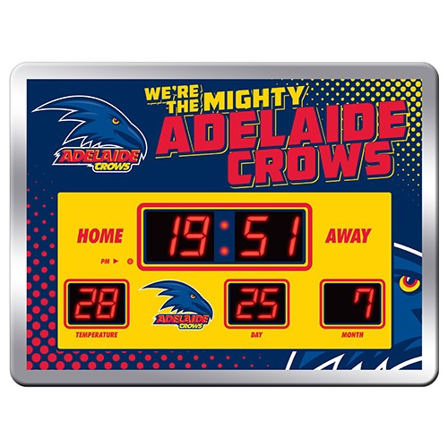 AFL Adelaide Crows LED Scoreboard Clock Date Time Temp 45cm(W) x 33cm(H)