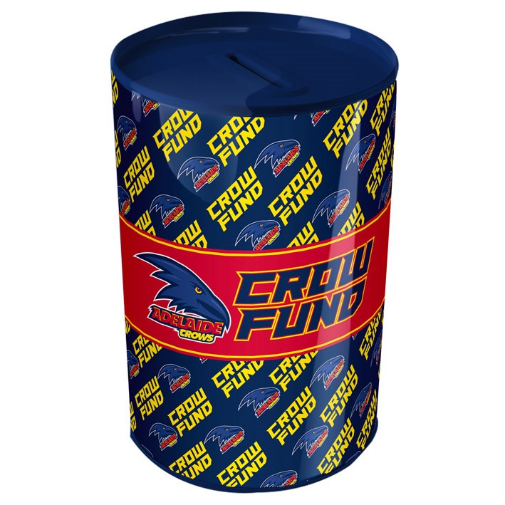 AFL Adelaide Crows Tin Money Box with Coin Slot - Gift Idea Christmas Birthday