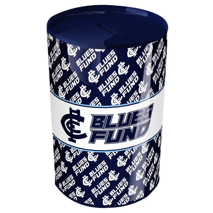 AFL Carlton Blues Tin Money Box with Coin Slot - Gift Idea Christmas Birthday