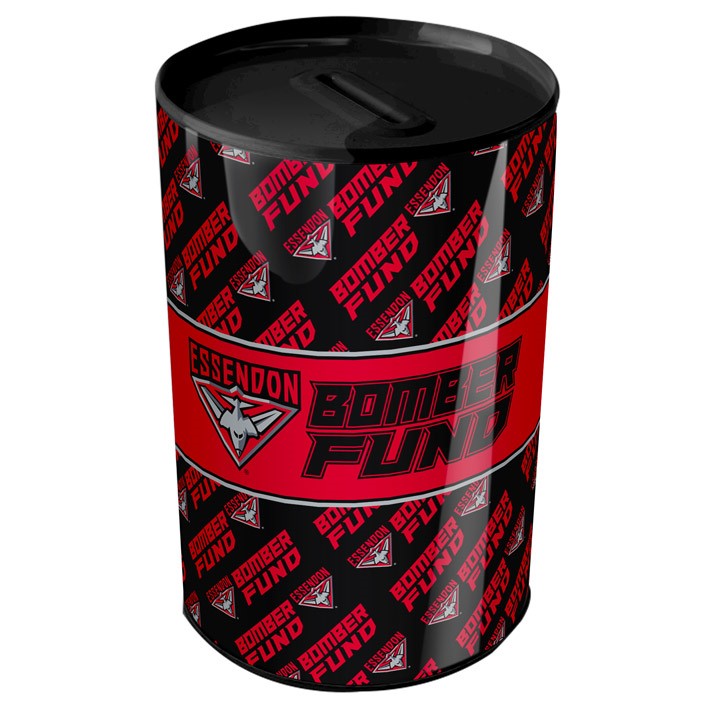 AFL Essendon Bombers Tin Money Box with Coin Slot - Gift Christmas Birthday