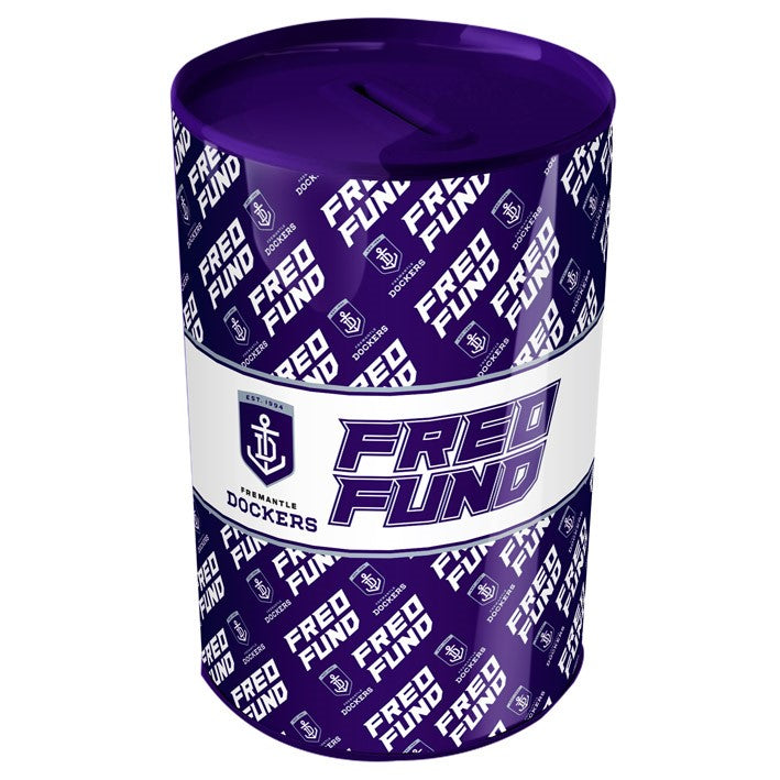 AFL Fremantle Dockers Tin Money Box with Coin Slot - Gift Christmas Birthday