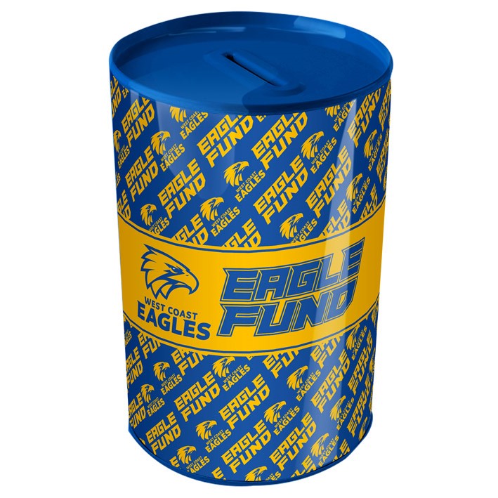 AFL West Coast Eagles Tin Money Box with Coin Slot - Gift Christmas Birthday