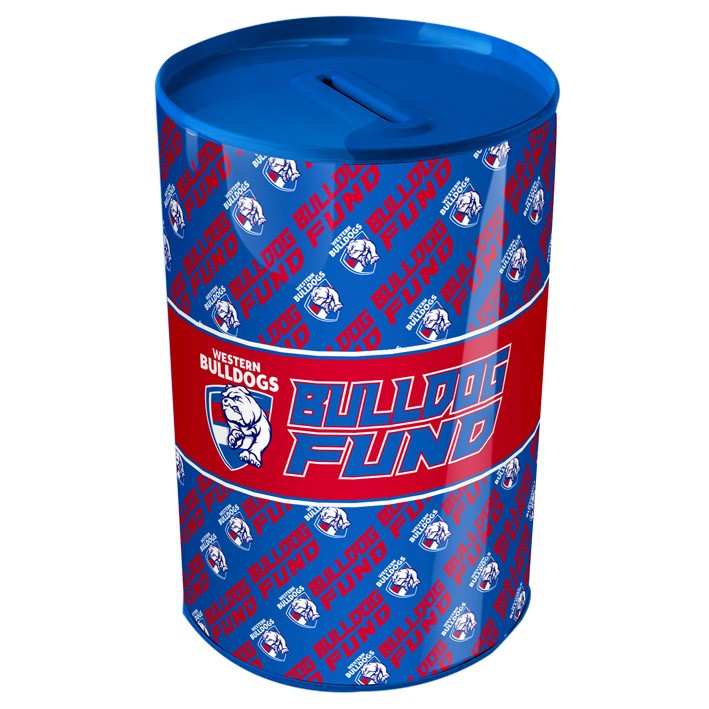 AFL Western Bulldogs Tin Money Box with Coin Slot - Gift Christmas Birthday