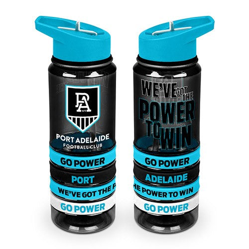 AFL Port Adelaide Power Tritan Drink Bottle with Wrist Bands - Gift Idea