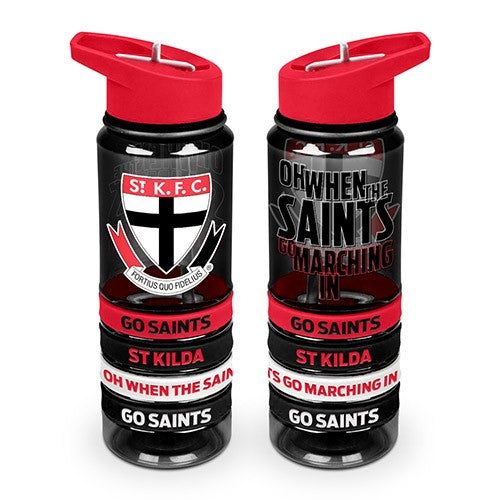 AFL St Kilda Saints Tritan Drink Bottle with Wrist Bands - Gift Idea